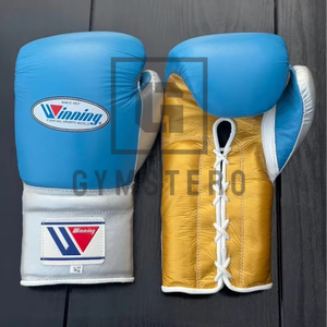 Guantes de Boxeo con Cordones, de Cuero Vacuno, Acolchado Grueso de 4 Capas, Correa de Muñeca Ajustable, Protección Completa para los Dedos, Transpirables - Product Image 1
