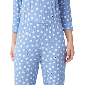 Pyjama en coton pour femmes, ensemble décontracté, vêtements de nuit, col rabattu, manches trois quarts, hauts de nuit, shorts pour femmes - Product Image 4
