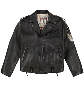 Blouson de moto Avirex personnalisé en cuir d'agneau véritable 100% avec broderie 3D, motif USA Tour au dos, coupe-vent - Product Image 1
