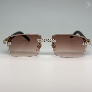 Gafas de Sol Ovaladas con Baño de Rodio y Degradado, con Detalles de Diamantes Moissanite VVS, Hechas a Mano, Estilo Hip Hop, de Lujo - Product Image 1