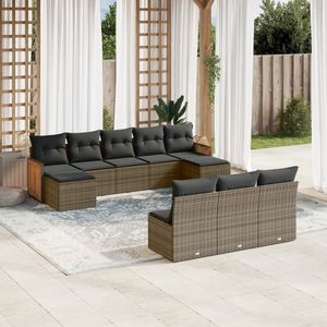 Grand ensemble de canapés de patio en rotin PE gris avec pieds réglables, canapés de jardin - Product Image 1