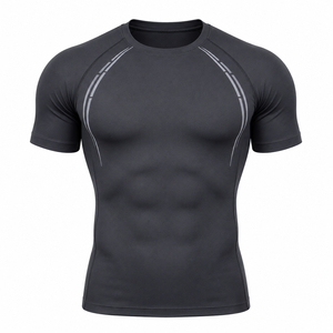 Custom Men's Compression T Shirt Quick Dry Sports Base <b>Layer</b> Gym Running Fitness Athletic Performance Tee OEM ODM - Product Image 1