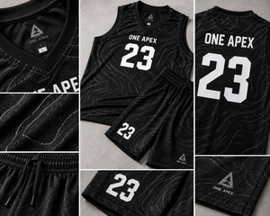 Uniforme de Baloncesto Topográfico Negro Personalizado, Conjunto de Camiseta y Pantalones Cortos para Hombre, Transpirable, de Secado Rápido, Ropa Deportiva de Equipo, OEM, ODM, Venta al Por Mayor - Product Image 5