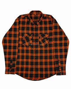 เสื้อเชิ้ตผ้าแฟลนเนลสีดำส้มสำหรับผู้ชาย แขนยาว สวมใส่สบายในฤดูหนาว ผลิตจากผ้าโพลีเอสเตอร์/ผ้าฝ้าย ระบายอากาศได้ดี เป็นมิตรต่อสิ่งแวดล้อม - Product Image 1