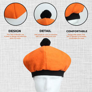 Gorro Escocés Tam o' Shanter Color Calabaza con Pompón, Gorro de Lana con Diseño de Escudo Familiar, Gorro Highland 2026 - Product Image 4