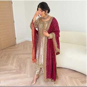 Women's Beautiful <b>Top</b> Plazzo Dupatta Set with Embroidery and <b>Sequins</b> Work - Product Image 1