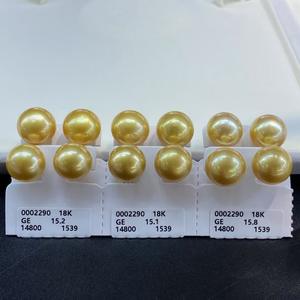 Pendientes de Perlas de Oro Natural de 9-10 mm, Luz Intensa, Casi Impecables, Delicadas, Color de Piel Claro, Calidad Comparable a Oro K, Artesanía - Product Image 4