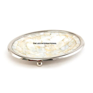 New Design Elegant White Oval Shape Table Top Bathroom Fancy Pattern Countertop Mother Of Pearl Soap Dish - Product Image 1
