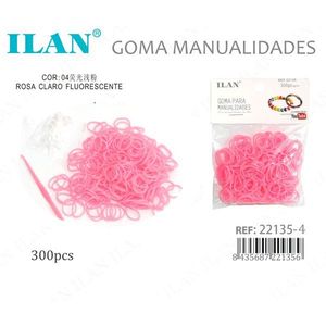 Ilan Goma Manualidades Rosa Chiaro Fluorescente 300 Pezzi per Artigianato - Product Image 1