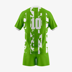 ชุดเสื้อฟุตบอลลายทางสีเขียว แขนสั้น สำหรับผู้ชาย ผ้าโพลีเอสเตอร์ระบายอากาศดี ชุดทีมฟุตบอล ชุดกีฬาสำหรับผู้ใหญ่ - Product Image 4