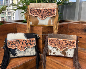 Bolso bandolera de cuero con flecos para mujer, bolso de hombro de diseñador de cuero genuino de lujo, bolsos de piel de vaca - Product Image 4