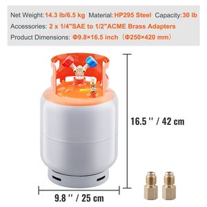 Serbatoio Portatile ad Alta Tenuta da 30 LBS con Valvola a Y, Capacità 400 psi, per Refrigerante - Product Image 4