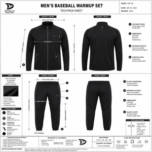 Baseball Team Training Set Full <b>Zip</b> Warmup Jacket Tapered Fit Track Pants Bespoke Athletic Sportswear - Product Image 6