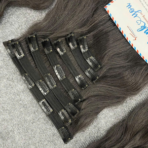 Meilleur choix pour les extensions de cheveux à clips ondulés naturels, 100% cheveux humains vierges vietnamiens, haute qualité, prix d'usine - Product Image 1