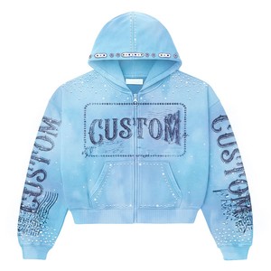 Production sur mesure de sweats à capuche en gros, incluant des sweats à capuche streetwear en molleton 350 g/m² et des sweats à capuche zippés vintage délavés pour le marché américain. - Product Image 4