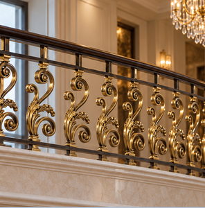 Rampe en bronze sculpté pour hôtels de luxe, villas, escaliers et intérieurs architecturaux décoratifs - Product Image 2