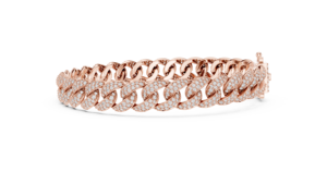 Pulsera de Oro Rosa de 14K con Eslabones Cubanos y Diamantes Cultivados en Laboratorio – Joyería de Lujo Estilo Hip Hop - Product Image 2