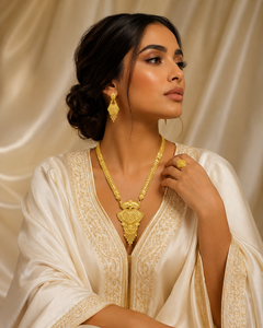 Classic 24K Gold Plated Arabic Dubai Style <b>Charm</b> Necklace Jewelry Set Designer Necklace & Earrings Set - Product Image 3