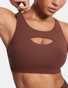 Women Seamless Scoop Neck Sports Bra Racerback Cut-Out Design Medium Support Solid Color Yoga Bra For Adults - Product Image 1