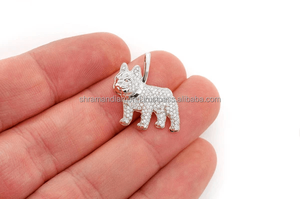 Pendentif Bouledogue Français Moissanite Plaqué Or Argent 925 Personnalisé en Gros, Breloques Animaux Hip Hop Tendance Unisexe - Product Image 6