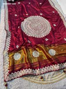 Sari de Seda Gaji Tradicional India de Primera Calidad con Trabajo Gota Patti, Nueva Colección de Sari y Blusa, Exportador de Moda Femenina - Product Image 5