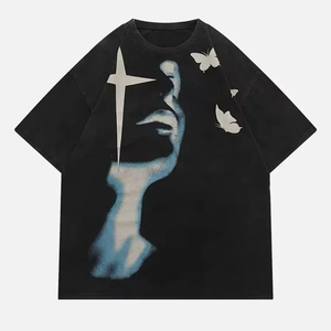 T-shirts pour hommes surdimensionnés en coton peigné 100% écologiques avec un grand motif graphique personnalisé - Product Image 4