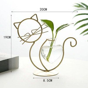 <b>Cat</b> Shape Metal <b>Vase</b> With Glass Test Tube <b>Vase</b> Perfect For Table Decor Desk Styling Home And Office Decorative Accent From India - Product Image 6