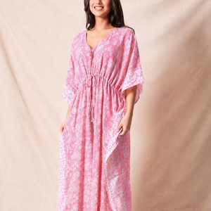 Kaftán de algodón estampado a mano al por mayor, kaftán de playa de algodón estampado, vestido de fiesta para mujer, vestido maxi de noche - Product Image 1