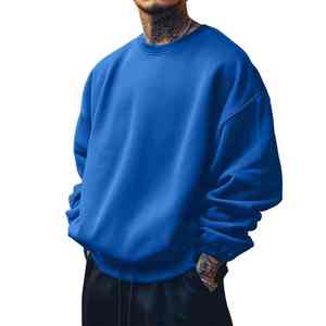 Best Quality New Casual Streetwear Solid Color Men Pullover Sweatshirt Winter Warm Long Sleeve 100% Cotton Fleece Custom Logo - Product Image 3
