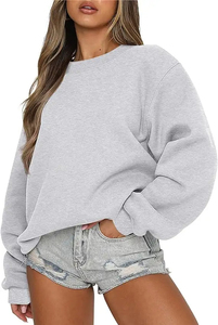 Sudadera informal gris para mujer, sudaderas con bordado personalizado, sudaderas con capucha de manga larga, ropa urbana de invierno al por mayor - Product Image 4