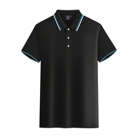 Kemeja Kasual Unisex Biru Polos Bahan Polyester Bernapas dengan Ritsleting Depan, Lengan Pendek, Kerah Turun, Kancing Kontras
