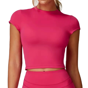 Top Corto para Mujer, Manga Corta, para Gimnasio, Fitness, Yoga, Ropa Deportiva, Camisetas de Entrenamiento - Product Image 4