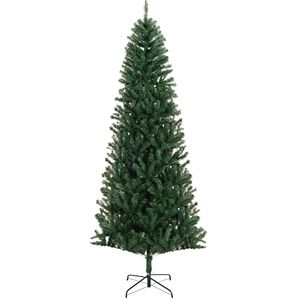 Albero di Natale Artificiale Sottile Non Illuminato Alto 2,4 Metri con Punte Realistiche, Decorazione Verde per Interni, Feste e Vacanze, con Luci LED Verdi - Product Image 1