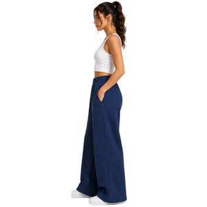 <b>Navy</b> <b>Blue</b> <b>Wide</b> <b>Leg</b> Sweatpants Women Elastic Waist Loose Fit Casual Cotton Fleece <b>Trousers</b> Oversized Lounge Pants Streetwear - Product Image 4