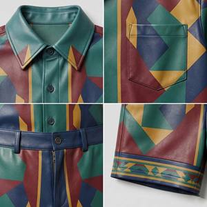 Conjunto de Dos Piezas de Lujo para Hombre, 100% Algodón Transpirable, Camisa de Manga Corta y Pantalones Cortos Personalizados, Ropa Casual de Verano para la Playa - Product Image 3