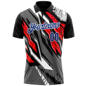 Camiseta de Golf para Hombre, de Secado Rápido, Sublimada, con Nombre y Número, Blanca y Roja, con Logotipo Personalizado, Diseño Sólido y Transpirable - Product Image 2