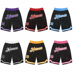 Custom Basketball <b>Shorts</b> Black Purple Striped Sublimation Print Number 10 Men's Plus Size Elastic Waist Casual Sportswear - Product Image 5