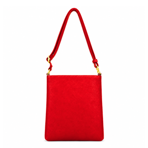 Sac bandoulière en cuir PU rouge NSPDK Sorority avec deux poches zippées, sangle réglable et emblème lettres grecques - Product Image 4