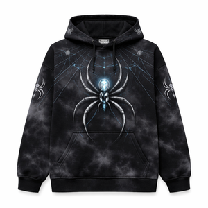 Sweat à capuche personnalisé en gros avec motif araignée brodé 100% coton - Fournisseur OEM et prix direct usine pour hommes - Product Image 1