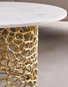 Contemporary <b>Marble</b> <b>Top</b> Brass Base Coffee <b>Table</b> Pedestal Design Modern Living Room Furniture Handmade Decorative Accent Piece - Product Image 2