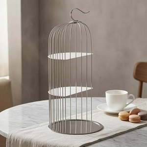 Stainless Steel <b>Cake</b> <b>Stand</b> Gold Birdcage Pastry <b>Stand</b> Curved <b>3</b>-<b>Tier</b> Round Base <b>Cake</b> <b>Stand</b> - Product Image 3