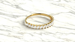 Vintage 18K Gold Angled Marquise Cut Diamond <b>Ring</b> For Women Tilted Marquise Half Eternity Band <b>Stacking</b> <b>Ring</b> Fine Jewelry Women - Product Image 3