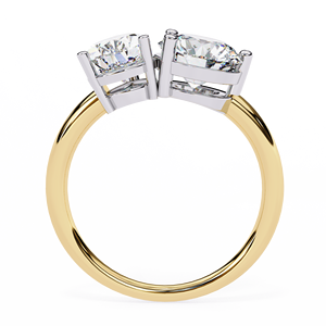 Anillos Toi et Moi con Diamante Cultivado en Laboratorio de 2 CT en Forma de Pera y 1.5 CT de Corte Redondo, Anillo de Oro Sólido de 14K para Compromiso, Boda o Aniversario - Product Image 2