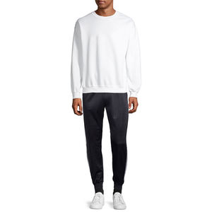 HIFFU SPORTS WEAR <b>Men</b> White Crew Neck Long Sleeve Sweatshirt 100% Cotton Plain Knitted All Seasons Hand Wash <b>Only</b> Quick Dry - Product Image 2