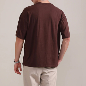T-shirts pour hommes Streetwear, Oversize, Grandes tailles, Grammage lourd, Col montant uni, style Ringer - Product Image 6
