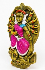 Figurine murale Durga en métal faite à la main, art religieux traditionnel, décoration artisanale en métal, 1 pièce pour Diwali, salon - Product Image 4