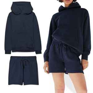 Conjunto de Sudadera con Capucha y Pantalones Cortos para Mujer, Verano, Ecológico, Transpirable, 2 Piezas, Ropa Casual, 100% Algodón, Corte Holgado - Product Image 4