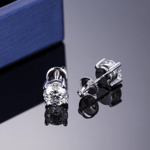 Boucles d'oreilles rondes en or blanc pour femmes, diamants de couleur D, certifiés IGI, style classique de fiançailles - Product Image 5