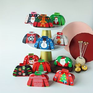 24 pezzi scatole di caramelle natalizie assortite 3D brutto maglione Design scatole di carta per biscotti per feste di Natale - Product Image 3