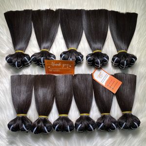 Vendeur en gros prêt-à-expédier 8 "12A Grade Raw Virgin Machine Double Trame Os Extensions de Cheveux Raides Couleur Noire - Product Image 5